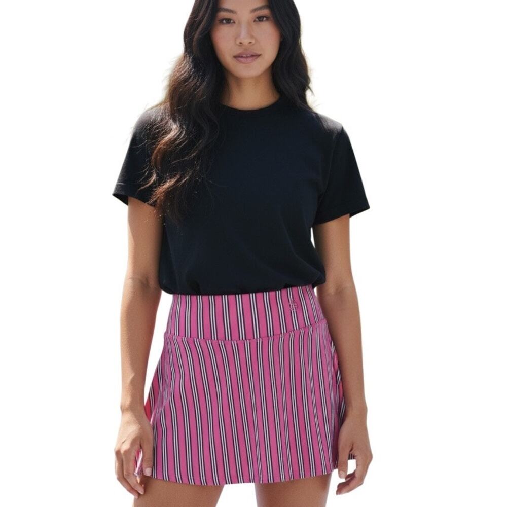 Addison Bay Flounce Striped Skort Sz XL Rose/Lacquer Sporty Casual Everyday NWT
